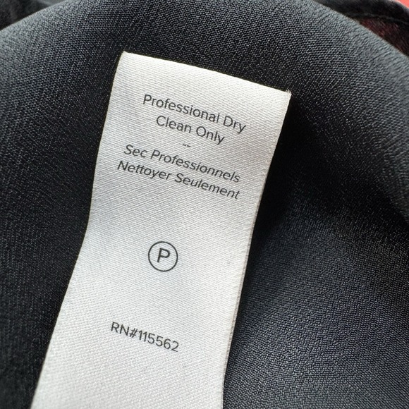 Cinq A Sept Womens Silk Floral Lace Trim Midi Dress Red Black Size XS 0 Elegant - Picture 13 of 14